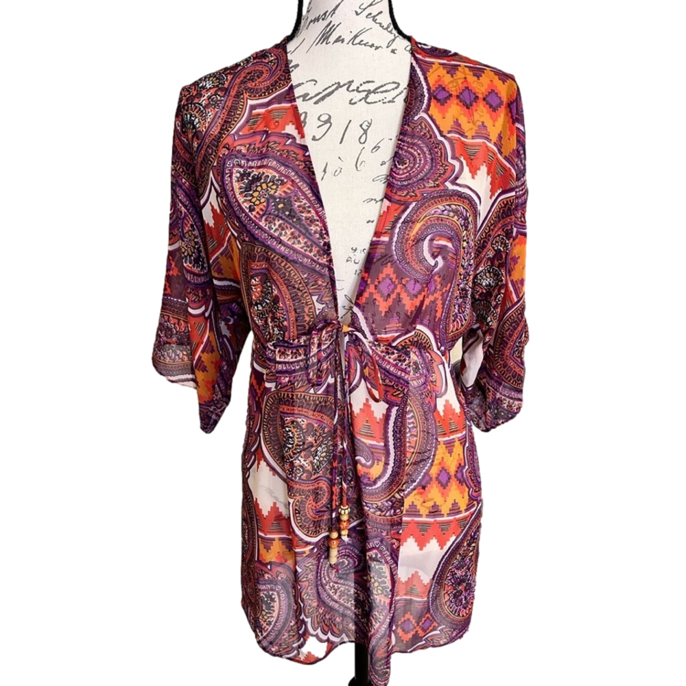 CAbi sheer kimono in paisley print